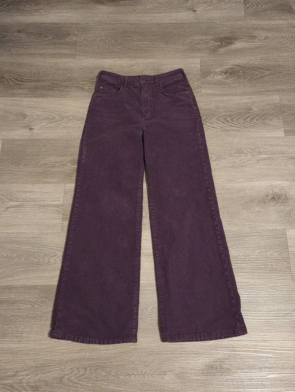 Pilcro Wide Leg Flare Corduroy Jeans in Deep Plum